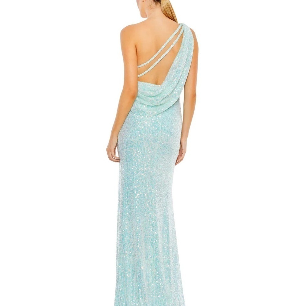 Mac Duggal 26990 NWT SEQUINED ONE SHOULDER DRAPED BACK GOWN - Picture 2 of 7